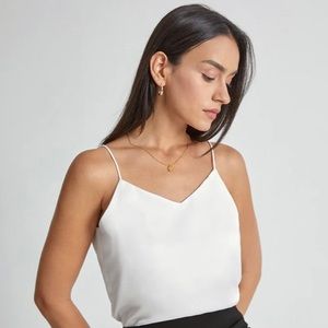 White silk satin tank